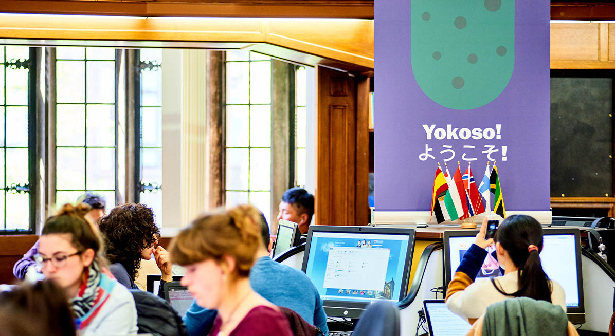 Students using the University's translation facilities